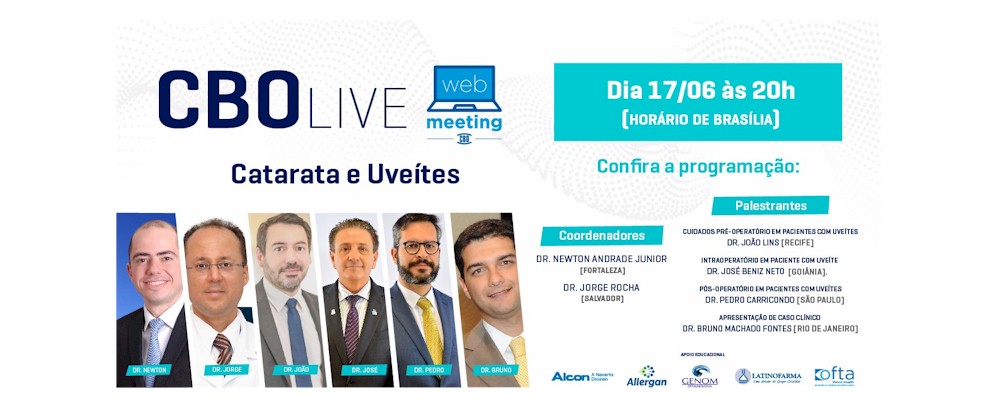 Catarata e Uveítes serão temas da próxima edição do CBO-Live em 17 de junho